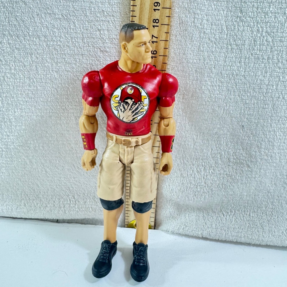 Mattel WWE John Cena Action Figure Red Shirt Tan Shorts HKP69 6 Inch Wrestling